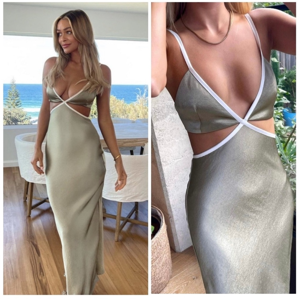 Bec + Bridge Veronique Sage Green Maxi Cut Out Dress